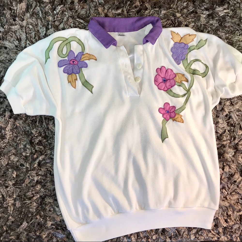 VINTAGE bejeweled short sleeve sweatshirt